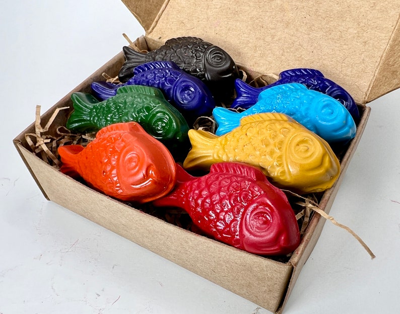 Fish Toy Natural Crayons made with Sustainable Soy Wax Perfect Nature Gift for Kids image 3