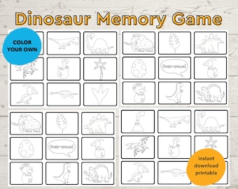 Ready to Gift Dinosaur Game for Kids - Dinosaur Memory Game - Instant Download - Dinosaur Fun - Printable - Party Favor - Dinosaur Game