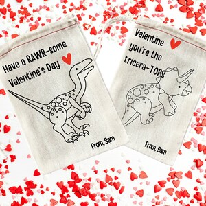 Dinosaur Valentines for Class Party Set of Six Valentine Message Dinosaur Favors for Kids Party Favors image 3