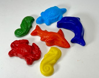 Marine Life Soy Crayon Set - Non-Toxic Sea Animal Shapes, Ocean Toys for Educational Play