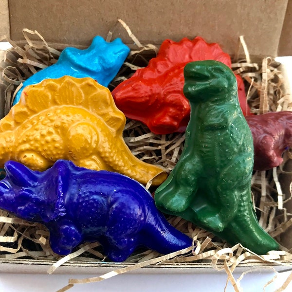 Dinosaur Crayons - Dinosaur Toy - Handmade Natural Eco Soy Crayons - Party Favor - Birthday Gift for Kids