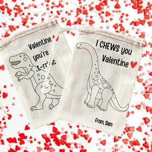 Dinosaur Valentines for Class Party Set of Six Valentine Message Dinosaur Favors for Kids Party Favors image 2