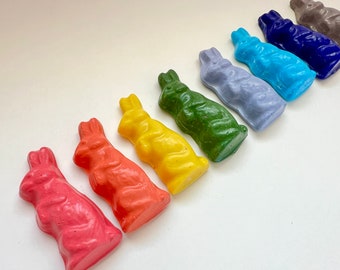 Bunny Toy Crayons - Pastel Color Art Supplies - Handmade Non Toxic Soy Wax - Young Artist Gift Idea for Birthday or Spring Holiday