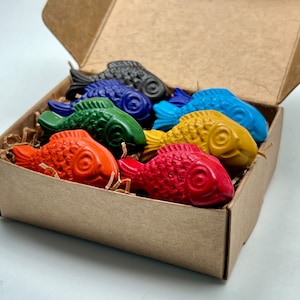 Fish Toy Natural Crayons made with Sustainable Soy Wax - Perfect Nature Gift for Kids