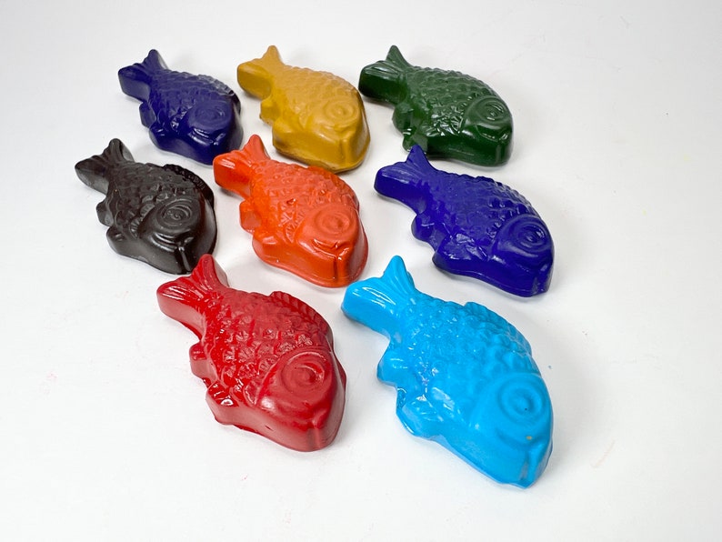 Fish Crayons Handcrafted with Natural Soy Wax Nature Gift for Kids image 1