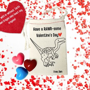 Dinosaur Valentines for Class Party Set of Six Valentine Message Dinosaur Favors for Kids Party Favors image 6