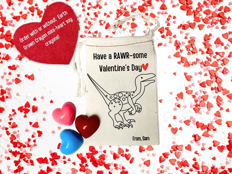 Dinosaur Valentines for Class Party Set of Six Valentine Message Dinosaur Favors for Kids Party Favors image 6