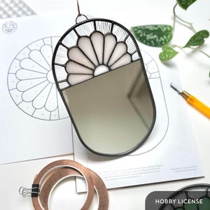 Mönsterspegel med målat glas, hobbylicens, digital nedladdning, gör-det-själv-målat glas, mönster med målat glas för nybörjare, blomma med målat glas
