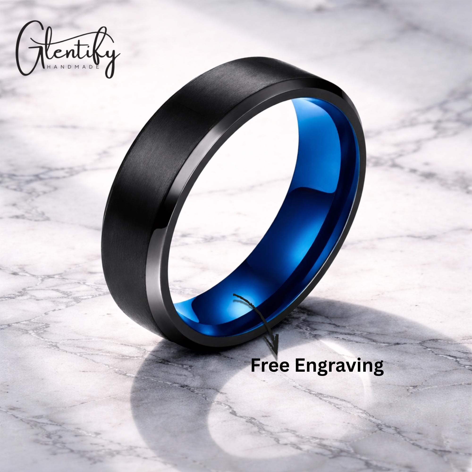 Kentucky Wildcats Blue Titanium Ring – Style #1, Sizes 6-13, Unisex
