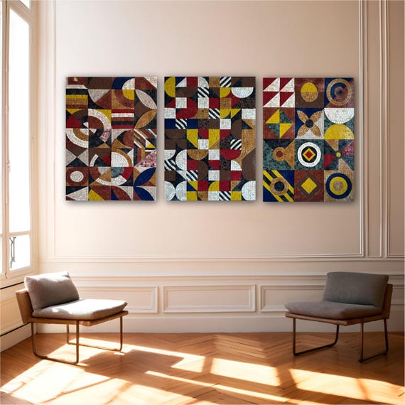 Handmade Wall Art in Mosaics Hangings – Ready to Hang Abstract Design with Multicolour Artificial Mosaic Stones for Premium Modern Decor