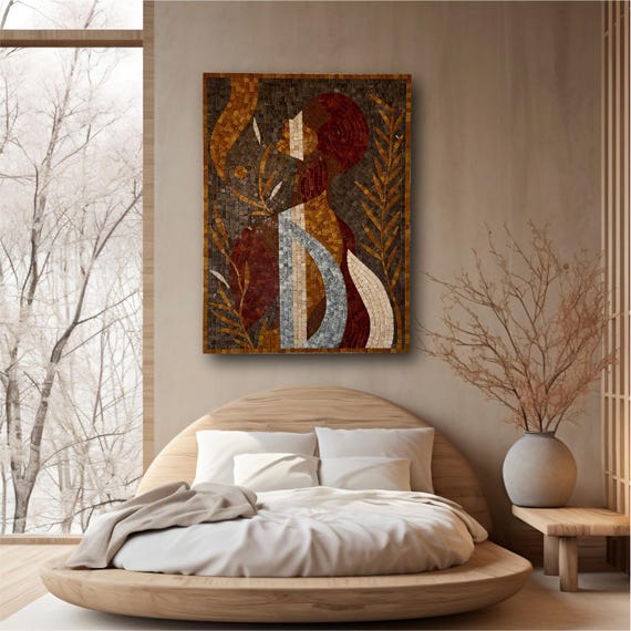Handmade Wall Art in Mosaics Hangings – Ready to Hang Abstract Woman Mosaic Artwork for Modern Interior Decor and Meaningful Wall Accents