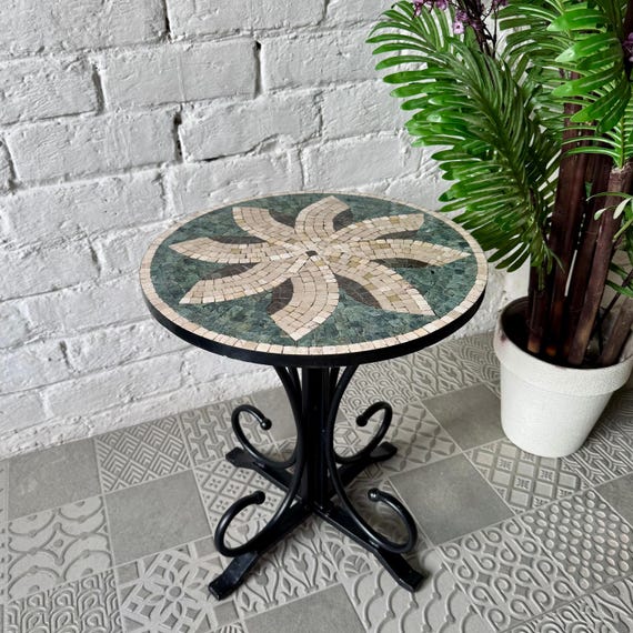 Celestial Wrought Iron Coffee Table with Handmade Mosaic Art | Unique Indoor & Outdoor Décor