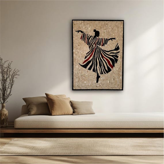 Handmade Wall Art in Mosaics Hangings – Ready to Hang Dancing Girl Mosaic Artwork for Elegant and Expressive Home or Office Decor