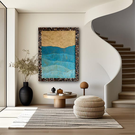 Golden Tides Mosaic – Serenity in Texture of Mosaic Art Pattern Wall Decor