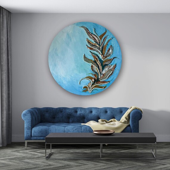 Azure Leaf Harmony – Handmade Mosaic Art Patterns Nature-Inspired Design