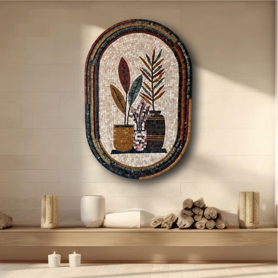 Art Deco Mosaic Living Pots-Abstract Design With Mosaic Art Patterns