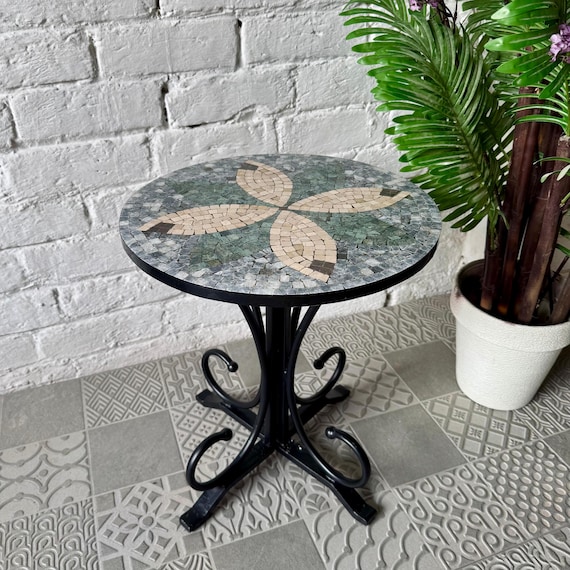 Timeless Petal Mosaic Coffee Table with Mosaic Art Patterns for Western Home Decor