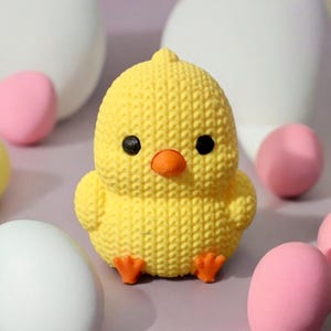 Pulcino stile amigurumi stampato in 3D Decorazione pasquale