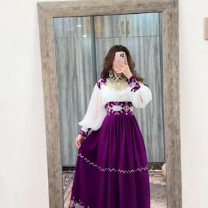 Exquisite Afghan Women&#39;s Traditional Eid & Wedding Dress - Satin with Aree Embroidery , Coins | Handcrafted Cultural Bridal Gown