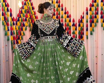 Original Afghan Kuchi Dress, Georgette Robe, Handbestickt