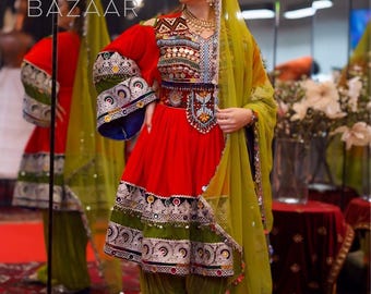 Handgemachtes Kuchi Kleid | Afghan Belutsch Stickerei, Münzen