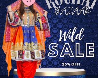 Afghan Kuchi Kleid: Bestickte ethnische Festival-Kleidung
