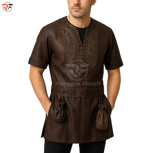König Ragnar Wikinger-Lederjacke - handgefertigte Mittelalter-Lothbrok-Halloween-Weste