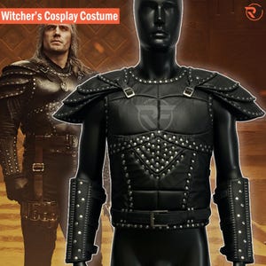 Witcher Leather Costume | Men's Black Assassin Costume Full Warrior Cosplay Outfit & Ren Faire Set