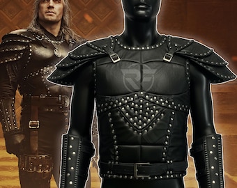 Witcher Geralt Costume Cosplay Outfit | Leather Vest with Armor Set, Geralt of Rivia Costume for Comic Con & Halloween, Medieval LARP