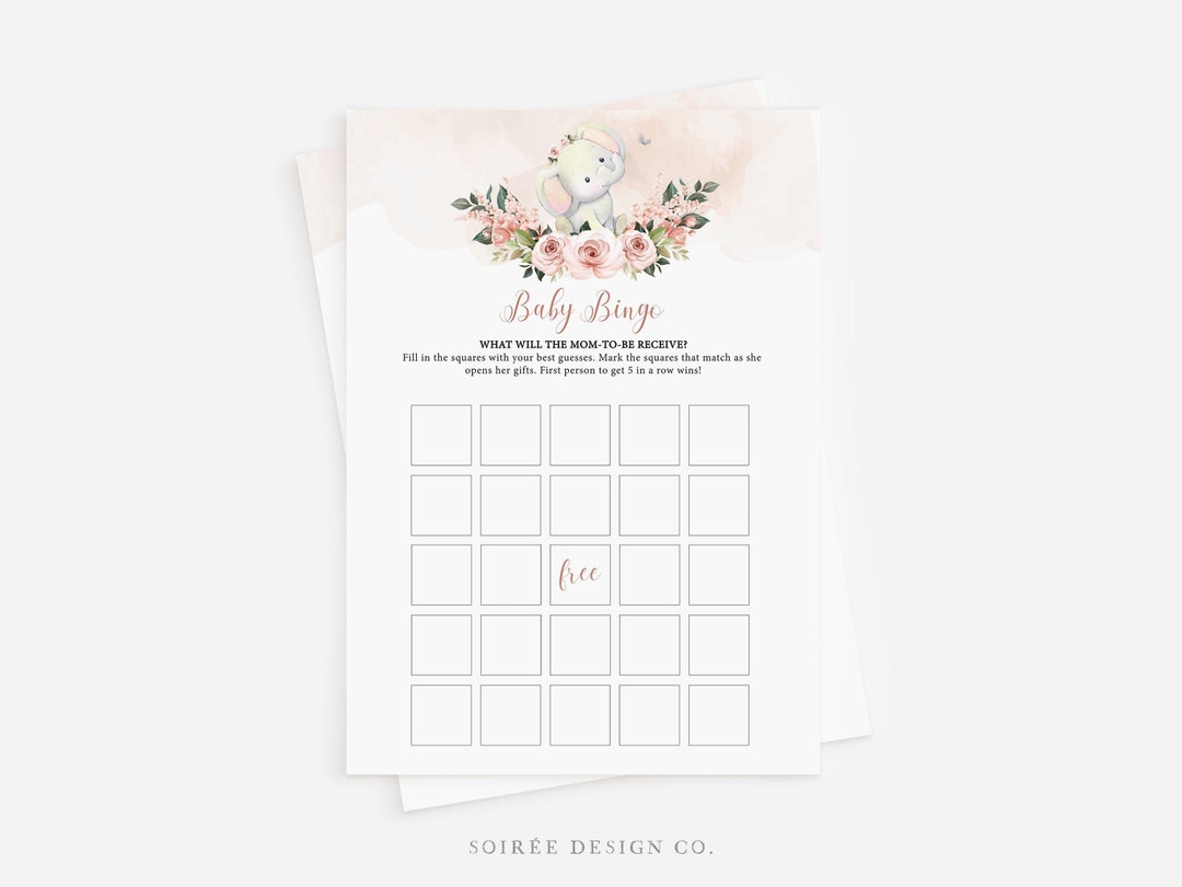 Editable Bingo Baby Shower Game Bingo Printable Baby Girl Etsy