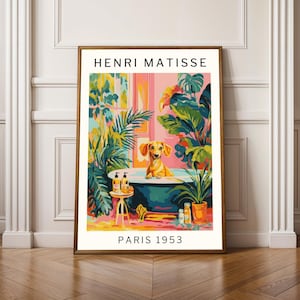 Matisse Dachshund Print Funny Dog Wall Art For Bathroom Dachshund Gift Holiday Decor For Dog Lovers Housewarming Present Gallery Style