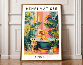 Matisse Dachshund Print Funny Dog Wall Art For Bathroom Dachshund Gift Holiday Decor For Dog Lovers Housewarming Present Gallery Style