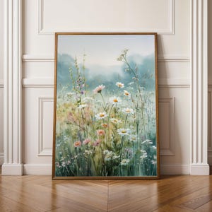 Cottacore Decor, Wildflower Meadow, Art Print, White Pink Green Decor, Living Room Wall Art, Fall Style Gift, Gift for Coworker