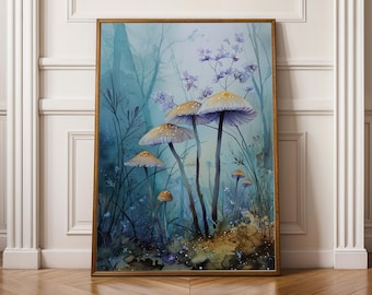 Mushroom Wall Print Cottagecore Autumn Home Decor Forest Watercolor Artwork Cozy Fall Aesthetic Autumn Style Gift Woodland Nature Lover Art