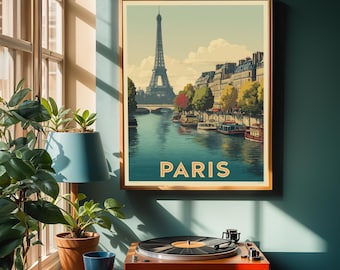 Vintage Paris Wall Art Print Eiffel Tower Poster French Travel Decor Parisian Gift for Home Office Bedroom Gallery Wall