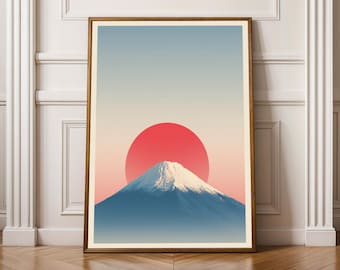 Mount Fuji Wall Art Japanese Sunrise Print Japandi Decor Japan Poster for Living Room Bedroom Office Zen Home Minimalist Gift