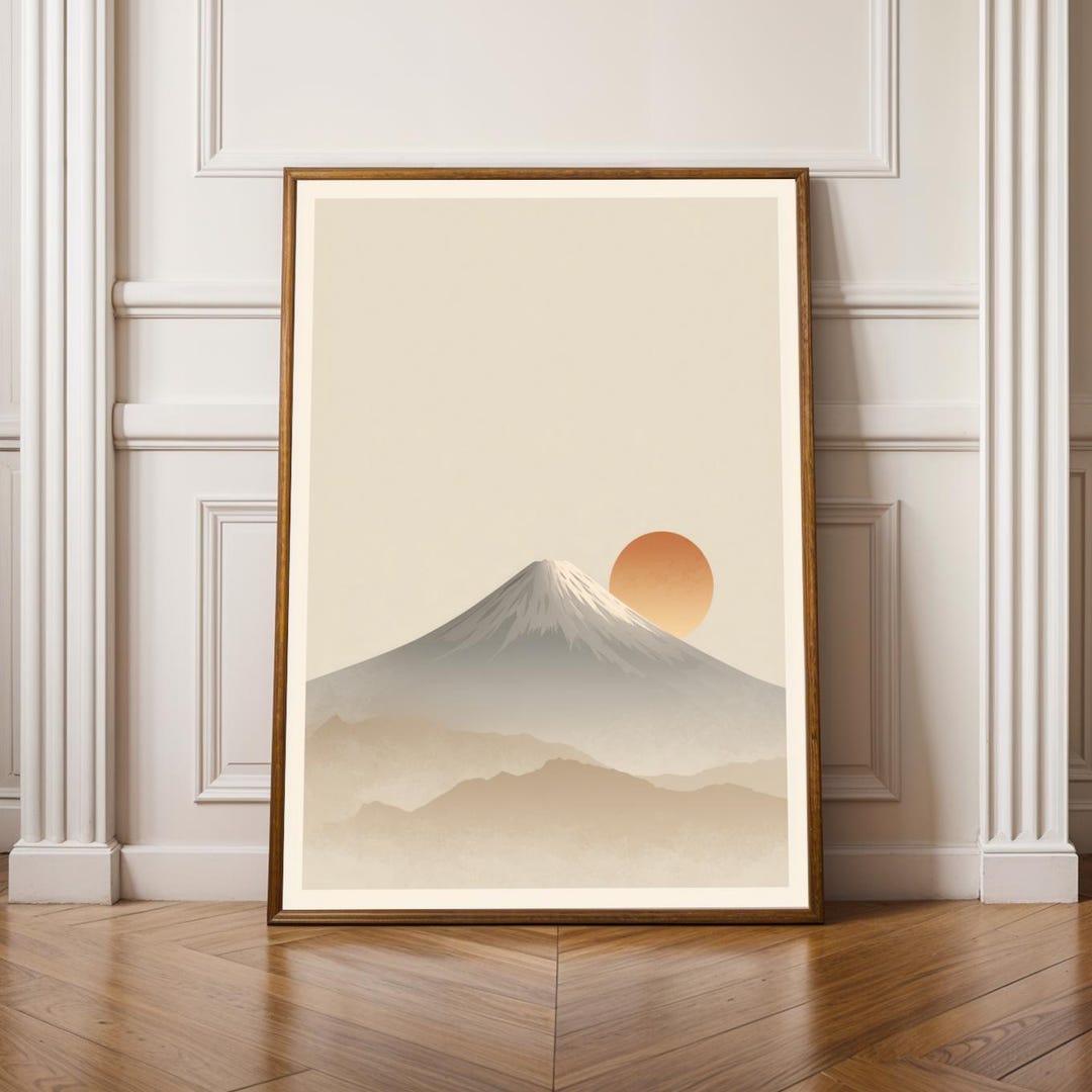 Japandi Wall Art Mount Fuji Print Minimalist Japanese Poster Zen Home ...