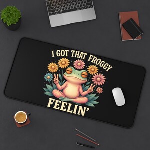 Funny Frog Mouse Pad, Retro Froggy Desk Mat Gift, Cute Animal Playmat, Work from Home Office Decor, Sarcastic Nature Lover Pad