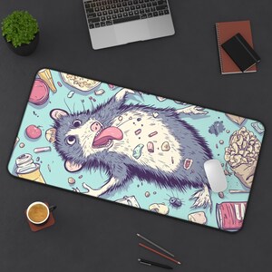 Opossum Deskmat, Funny Possum Desk Mat, Large Opossum Mouse Pad, Opossum Gifts for Him and Her, Gen Z Desk Accessories, Cool Keyboard Mat