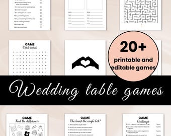 Juegos de boda Paquete de juegos para la recepción de boda perfecto para los juegos de mesa de boda. Quién conoce mejor a las parejas, sopa de letras para bodas, trivia para parejas