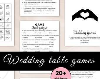 Juegos de boda Paquete de juegos para la recepción de boda perfecto para los juegos de mesa de boda. Quién conoce mejor a las parejas, sopa de letras para bodas, trivia para parejas