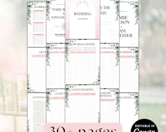 The Ultimate Wedding Planner Binder Template, Editable in Canva, Wedding Itinerary & Schedule, Instant Download, Digital Printable Template