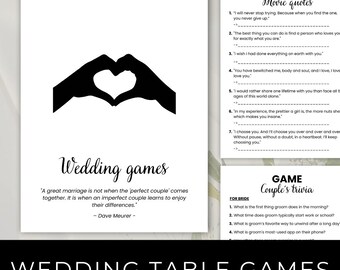 Juegos de boda Paquete de juegos para la recepción de boda perfecto para los juegos de mesa de boda. Quién conoce mejor a las parejas, sopa de letras para bodas, trivia para parejas
