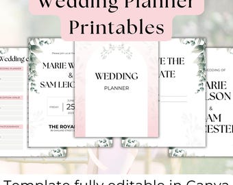 The Ultimate Wedding Planner Binder Template, Editable in Canva, Wedding Itinerary & Schedule, Instant Download, Digital Printable Template