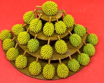 Wholesales of 100 pcs of Handmade Miniature Tropical Fruit Durian, Full Durian, clay