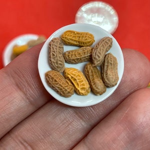 Handmade Miniature Roasted Ground Peanuts on plates, ground nuts mixed, 花生, DIY dollhouse, 1:12, clay, 1 set image 5