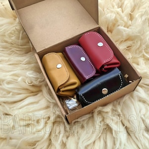 Cartera de cuero colorida hecha a mano para mujer, tarjetero plegable vertical delgado, monedero minimalista de cuero con un botón,