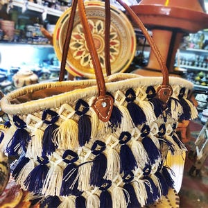 Cesta de paja marroquí hecha a mano,bolsa de mercado francesa tejida en lana, bolsa de playa,cesta de picnic,bolsa de piscina