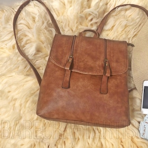 Bolso de hombro de piel marrón hecho a mano para mujer,tamaño mediano,bolsillos con cremallera y bolsillo exterior abotonado,bolso de diario