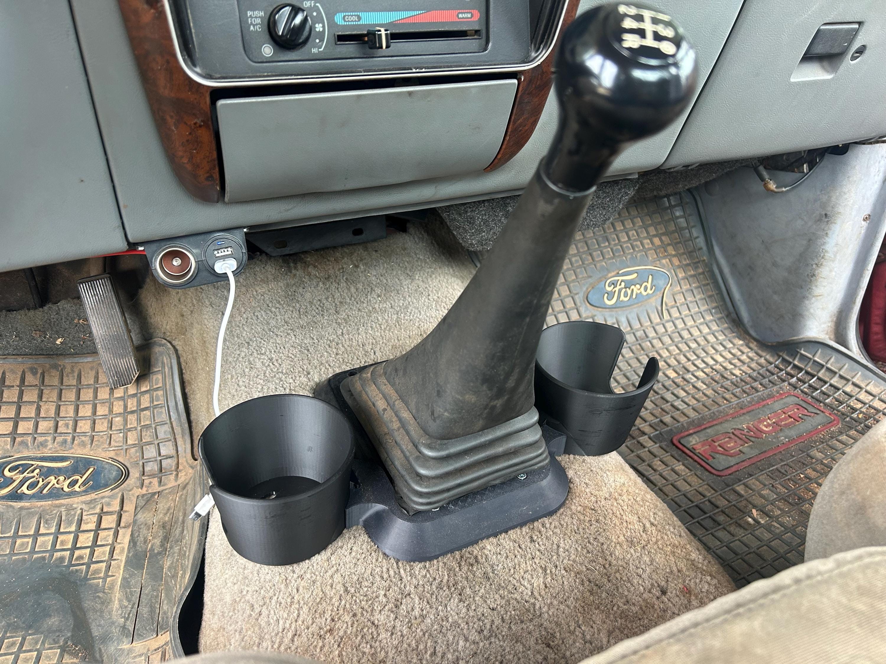 3D Printed cup holder for 1989-1992 ford ranger with 5 Speed Manual